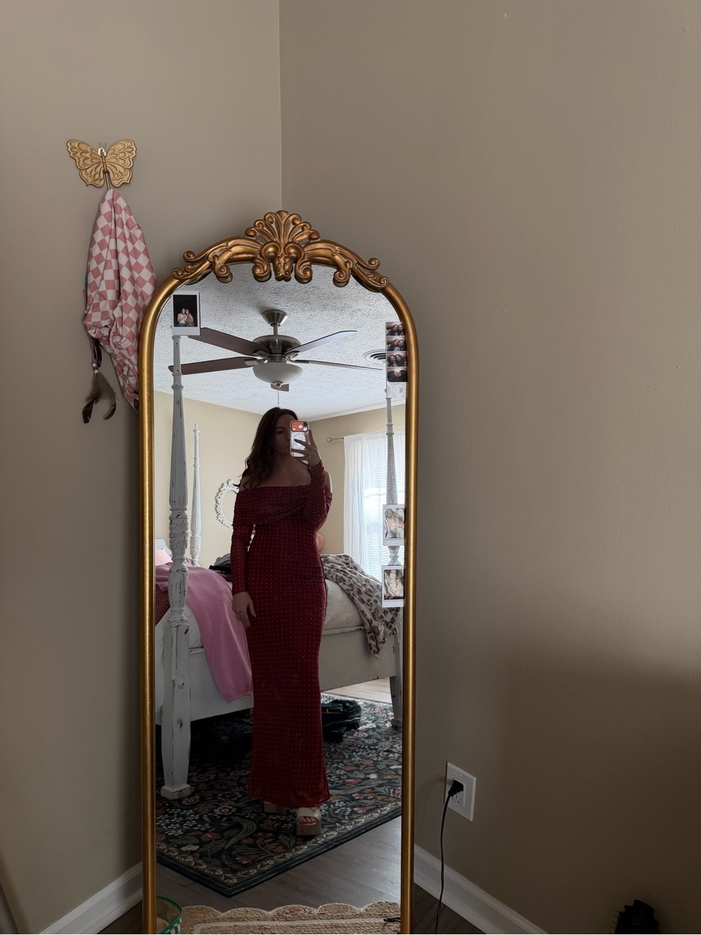 Petal & Pup Wine Off-Shoulder Long-Sleeve Maxi Dress